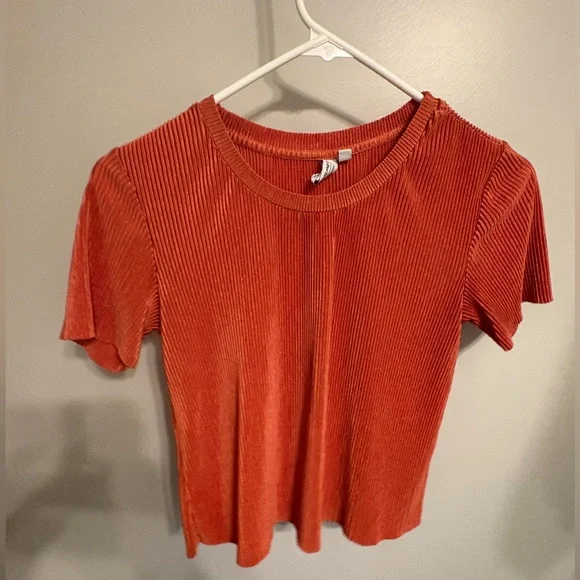 & Other Stories Vibrant Orange Ribbed Tee - Picture 1 of 4